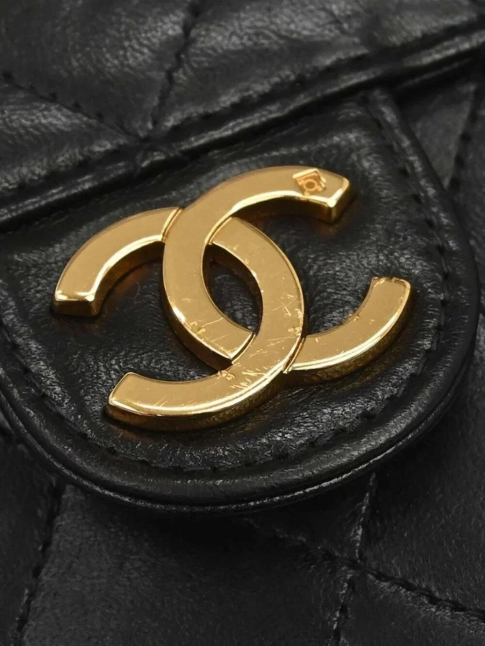 Chanel Black Lambskin Pushlock Small Half Flap Shoulder Bag 197414